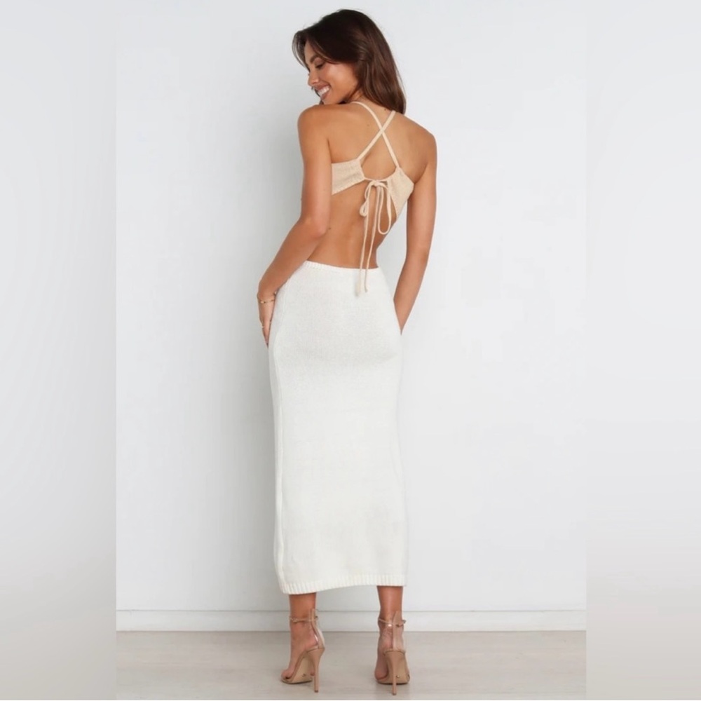 NWT PETAL & PUP Adele Midi Dress White Beige 6 - Picture 6 of 12